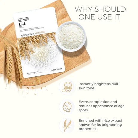 Real Nature Face Mask With Rice Extract - Skin korea