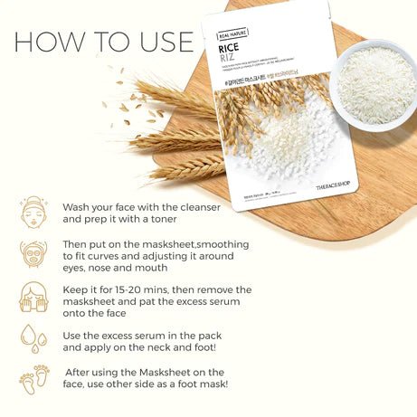 Real Nature Face Mask With Rice Extract - Skin korea